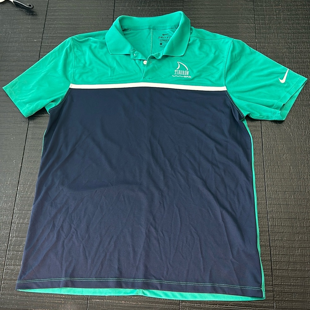 Nike Men’s Teal and Navy Colorblock Polo